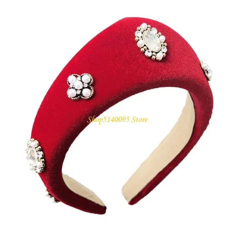 DXAE Bandeaux en peluche noirs pour femmes avec détails perles, accessoires cheveux confortables pour des looks