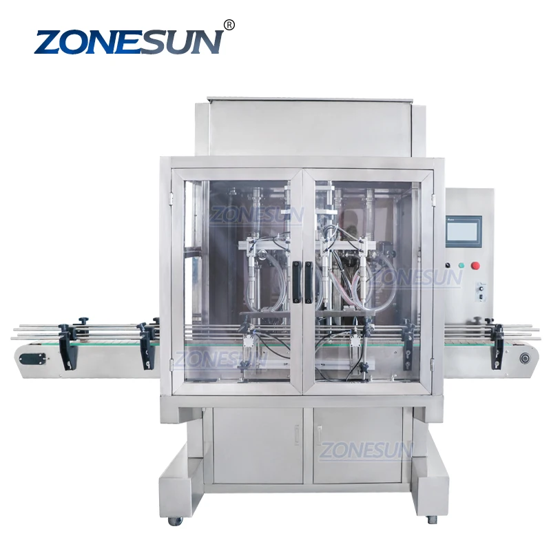 ZONESUN 50-500ML Motor Sauce Ghee Glass Cleaner Piston Honey Garlic Paste Automatic Quantitative Bottles Servo Filling Machine