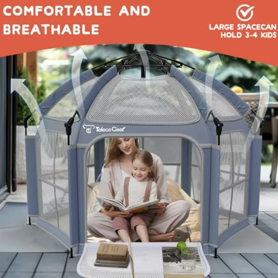 Box per bambini con baldacchino, cortile da gioco portatile pop-up istantaneo con tappetino per neonati, per neonati, leggero, pieghevole, per interni ed esterni