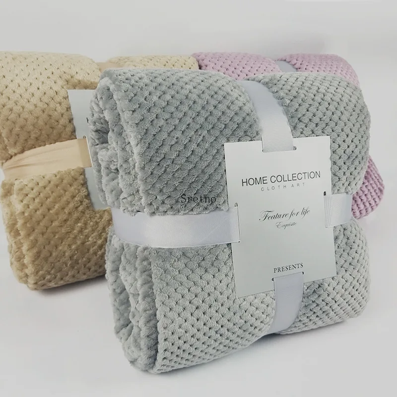 

Solid Color Coral Fleece Stitch Blanket Falei Velvet Pineapple Grid Sofa Blankets Pet Sleep Throw Blanket Mantas De Invierno