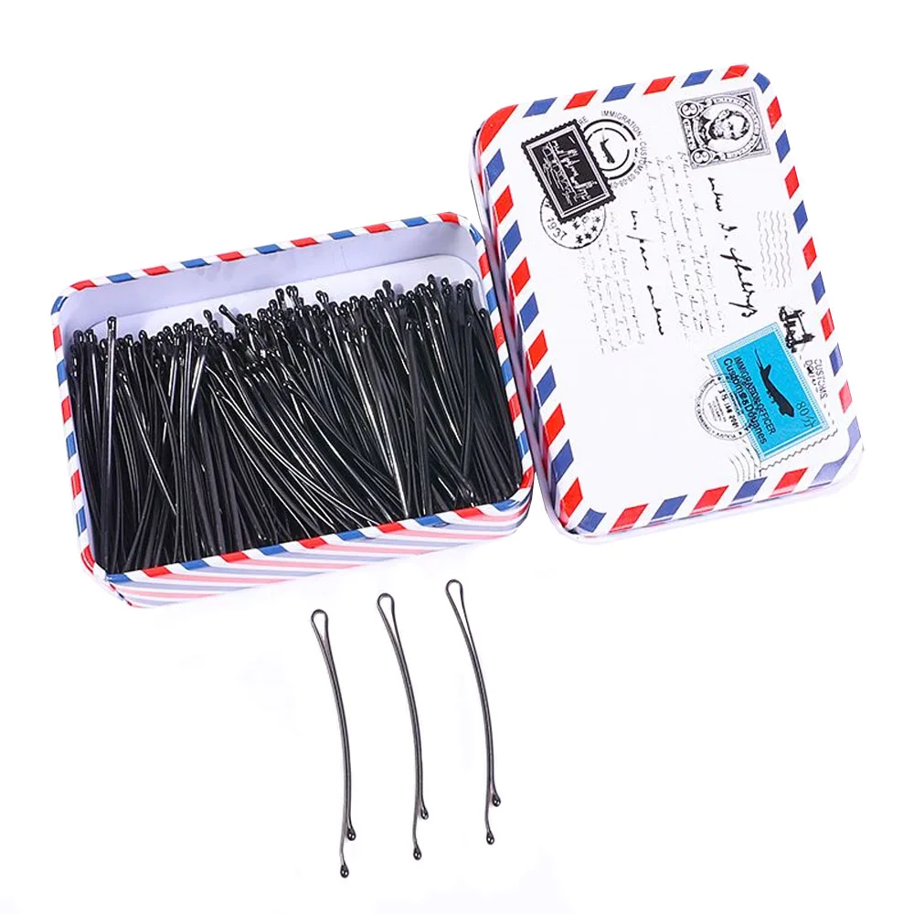 100PCS Black Small Bobby Pins With Storage Case For Kids Girls Women Hairclip Container Hairgrip Hair Accessories For Wedding