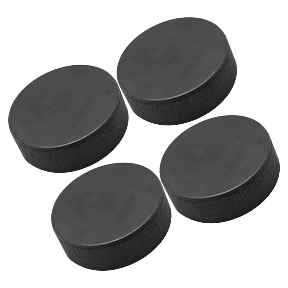 

4 Pcs Indoor Ice Hockey Puck Sports Foam Outdoor Accessory Black Pvc Practicing