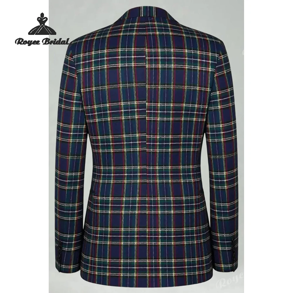 Plaid Two Piece Single Breasted Men's Suit Wedding 2026 Notched Lapel Formal Evening Prom Suit Customized trajes para hombre