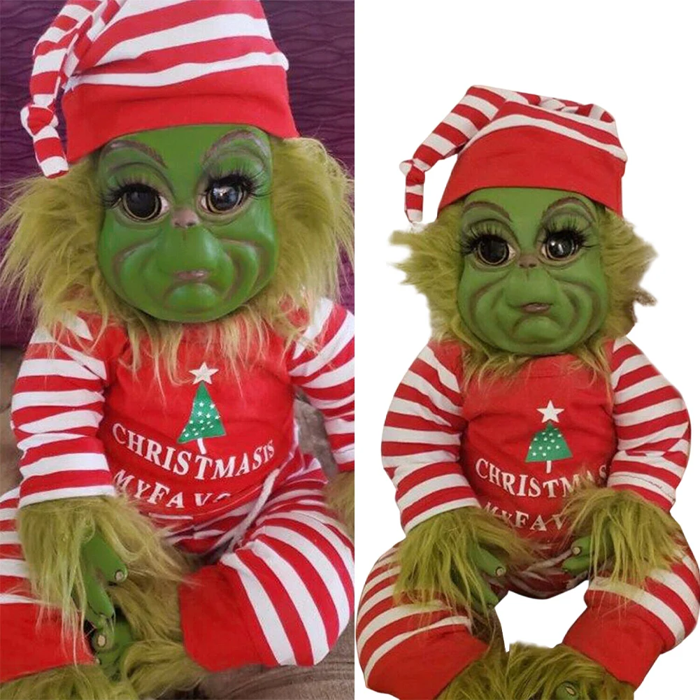 Christmas Grinch Baby Toys Soft Stuffed Plush Toys Christmas Decorations Plush Toy Green Hair Monster Plush Toy Xmas Kids Gifts