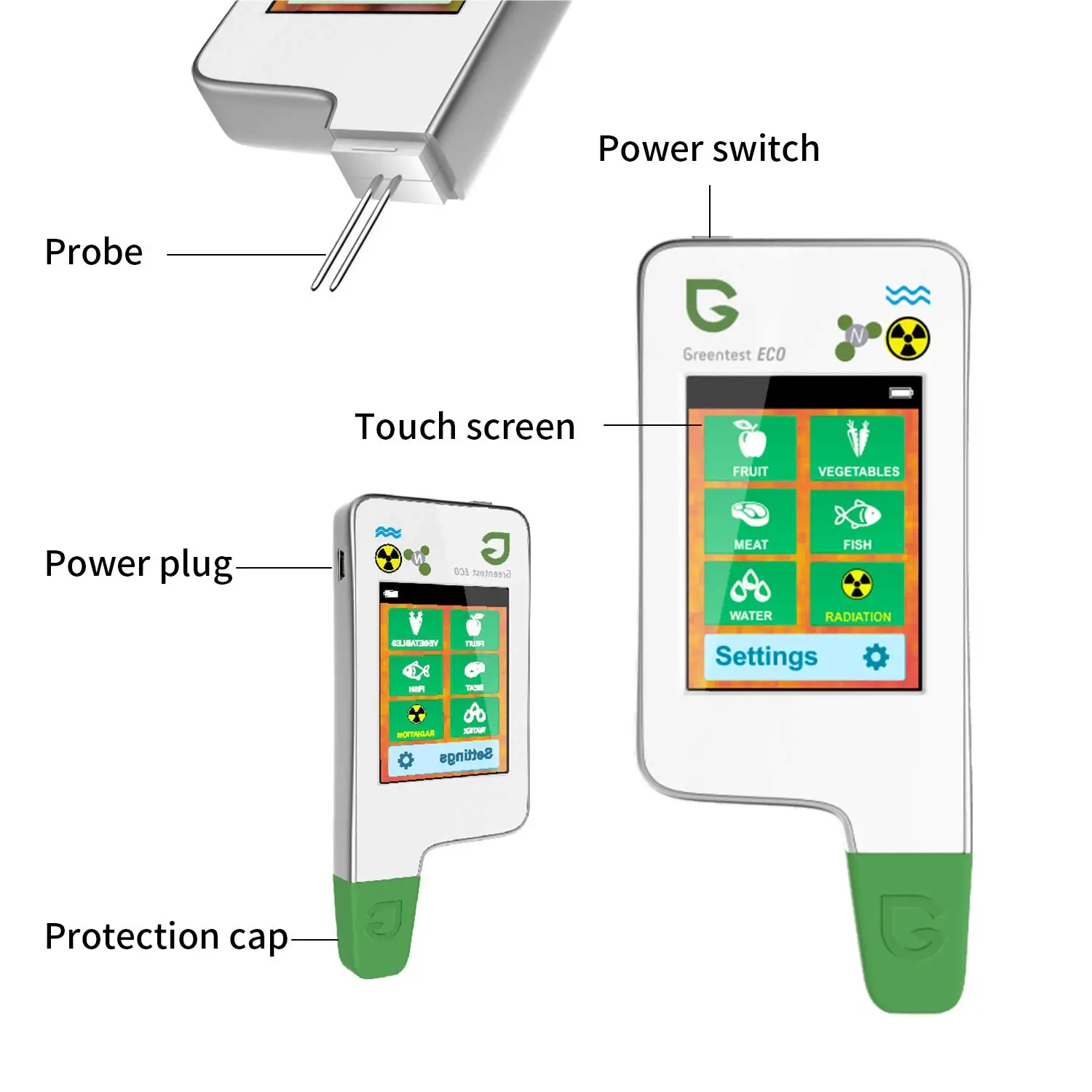 Medidor de Nitratos Greentest para Pescado, Frutas, Vegetales y Carne, Medidor de TDS, Medidor de Radiación, Detector de