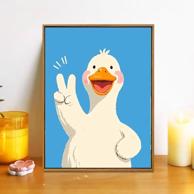 

Cute Duck Canvas Painting Cartoon Animal Poster Kids Room Bedroom Wall Art Decor Nursery Picture Kawaii Bathroom Print