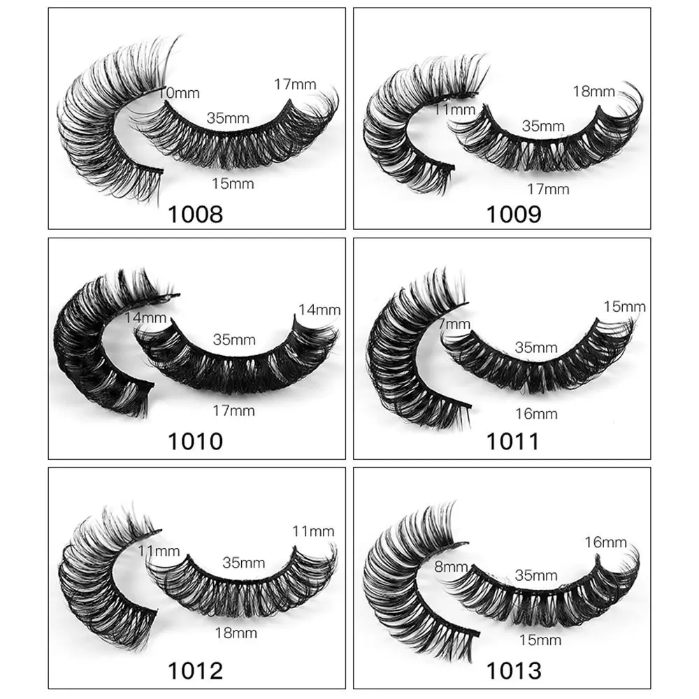 Reutilizável Fluffy Faux Mink Lashes, Cílios Postiços, D Curl, Cílios Postiços, Cílios de Tira Russa, 10 Pares