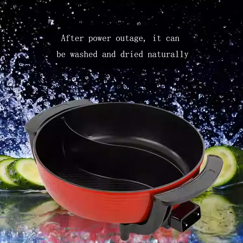 Electric Hot Pot Double Soup Pots Non Stick Smokeless Home Kitchen Cookware Twin Divided Shabu Pot Electric Cooker 5L