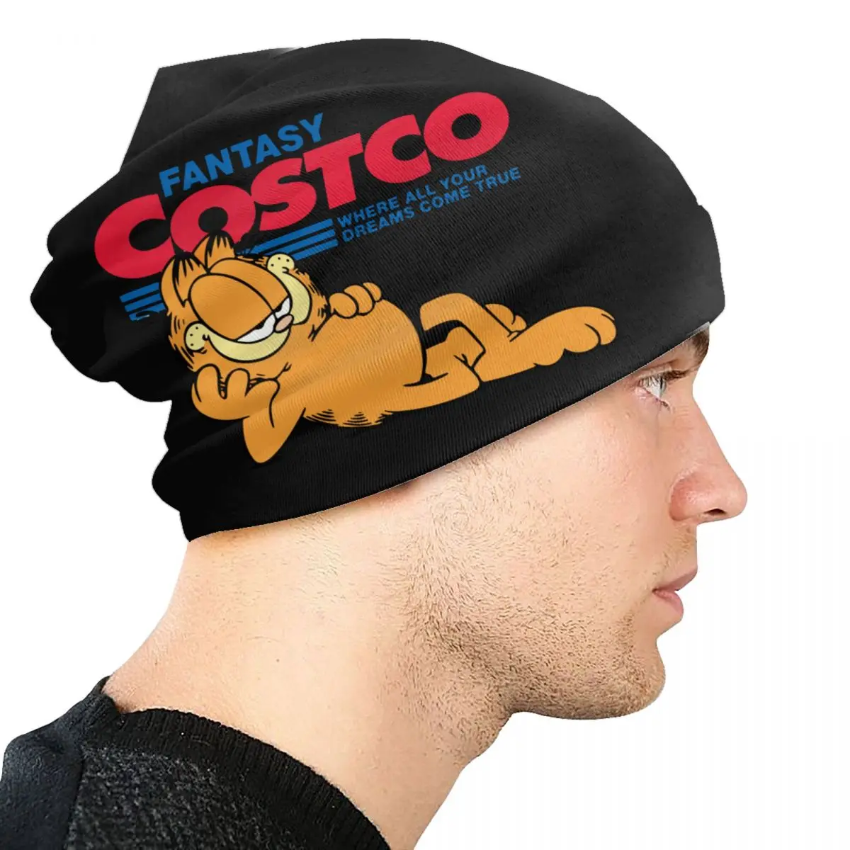 مخصص الخيال كوستكو متعة Skullies Beanies قبعات شتاء دافئ الرجال النساء متماسكة قبعة للجنسين الكبار مضحك القط غارفيلد بونيه القبعات