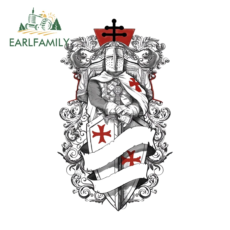 EARLFAMILY Cool Crusades Knights Car Stickers Card Style Delicate Design Milk Crate Decals Awsome Scratch-Proof Car Accessories