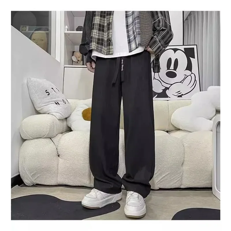 

Ice Silk Pants Summer Solid Color Male Female Thin Straight Cylinder Loose Fitting Pendant Leisure Trousers Tide