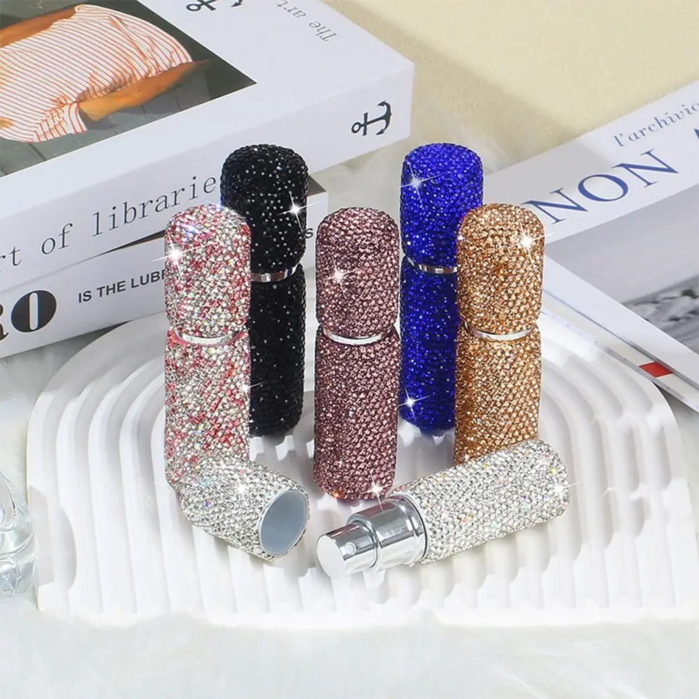 5ml 10ml Portable Perfume Spray Bottle Rhinestone Inlaid Refillable Leakproof Travel Mini Cosmetics Sub Bottle Container Wholesa