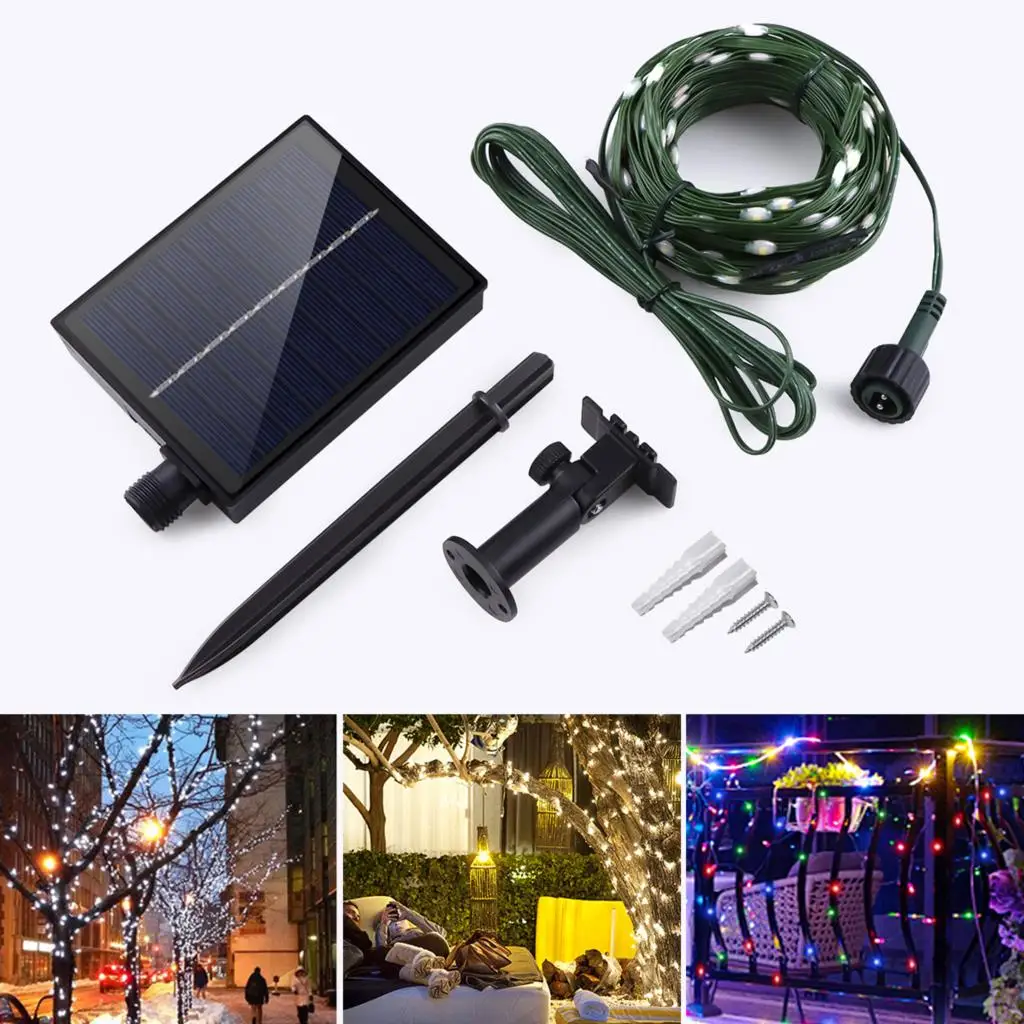 Ultra Bright 10m-100M 24V Solar LED Leather String Lights 8 Modes Fairy Lamp Outdoor Party Christmas Garland Garden Tree Decor