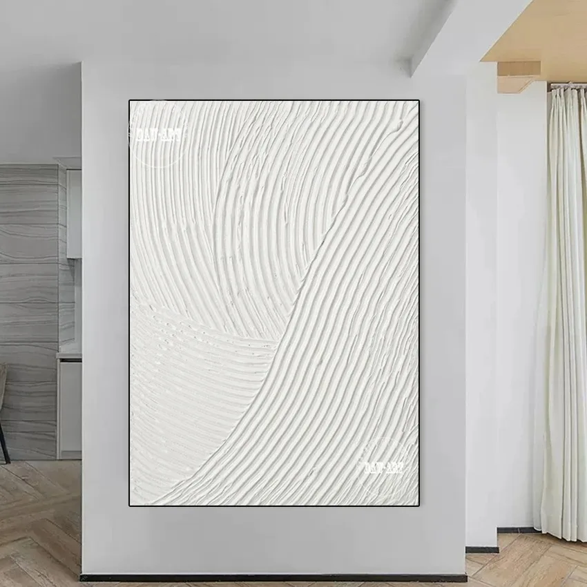Conceptual White Line Abstract Canvas Painting Living Room Modern Wall Art Home Decoration Painting Frameless Painting