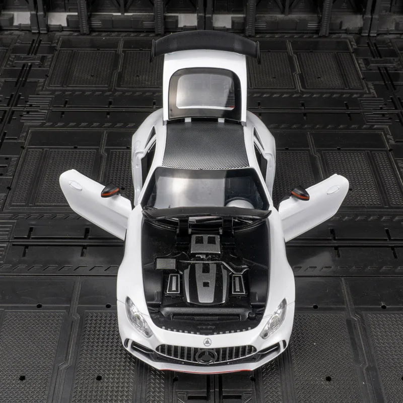 Colección de adornos de modelo de coche de aleación Mercedes Benz GT 1:24, puertas y capó de motor, el maletero se puede abrir, juguetes para niños