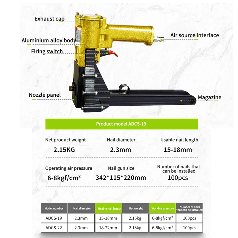 ADCS-19/22 Pneumatic Carton Stapler Handheld Industrial Grade Sealer Manual Packaging Box Quick Sealing Machine Portable Nailer