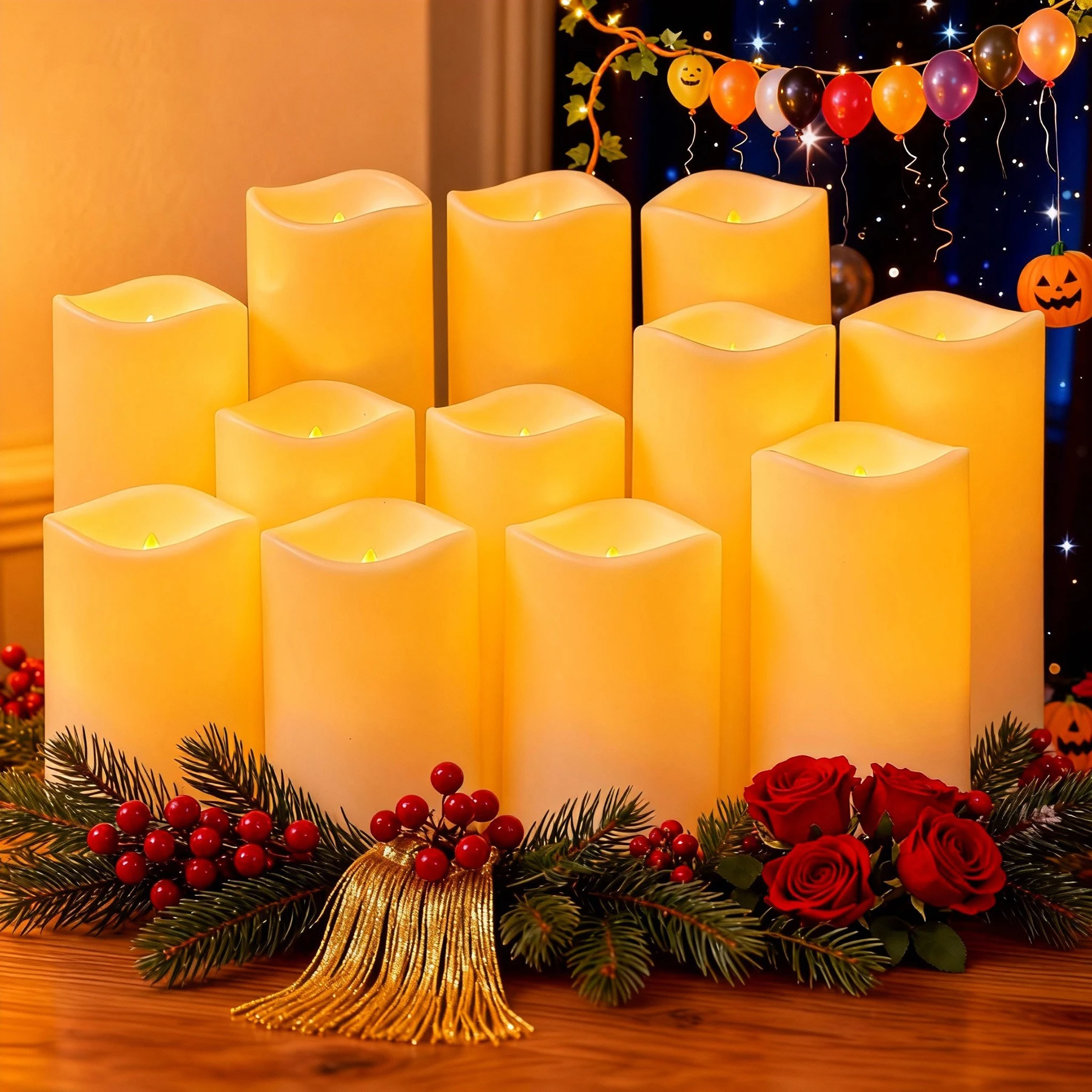 12pcs/set LED Flameless Candles Flickering Light with Remote Control for Festival Wedding Home Party Decor Lighting