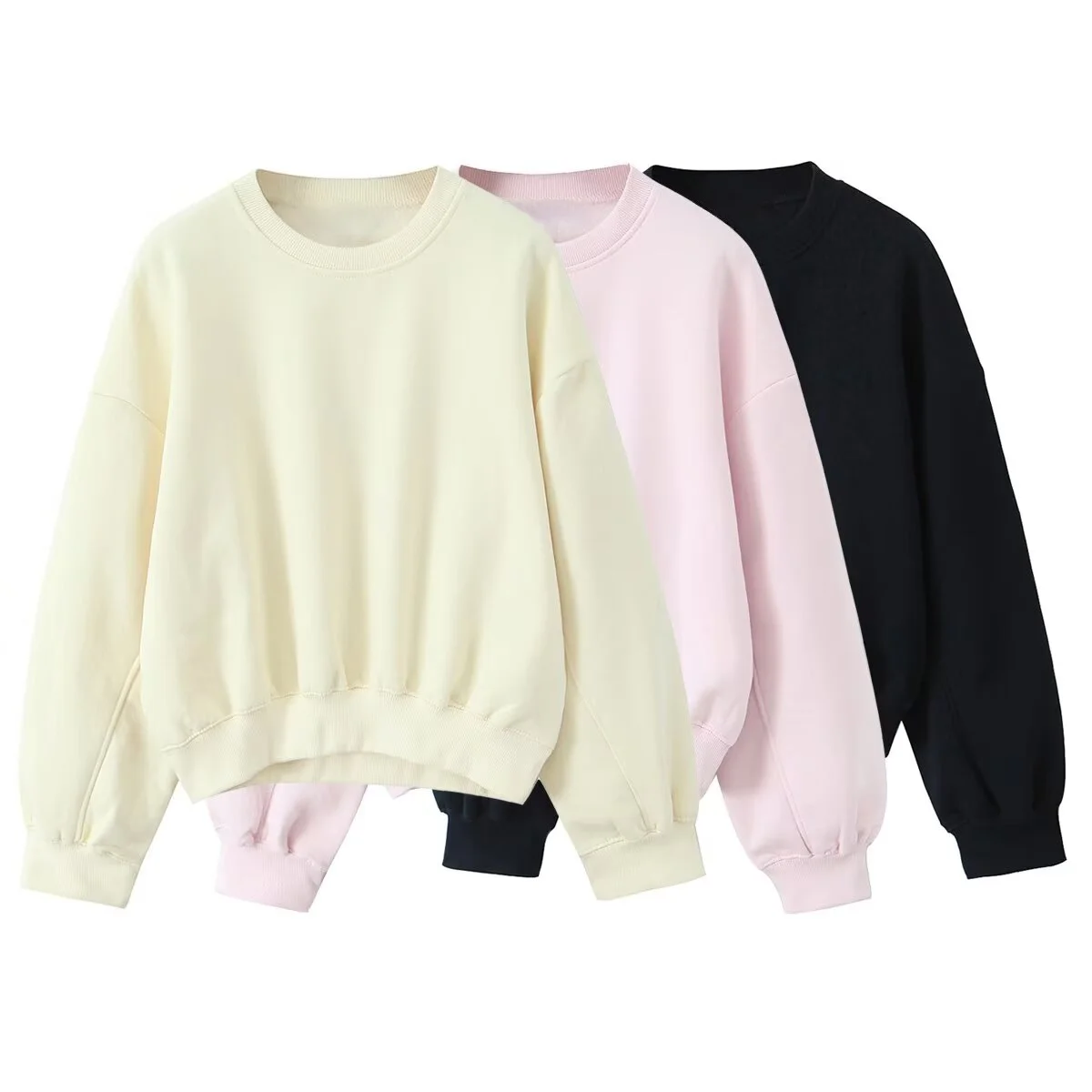 

2025 autumn new women's casual fashion temperament simple basic round neck long sleeve flannel sweatshirt