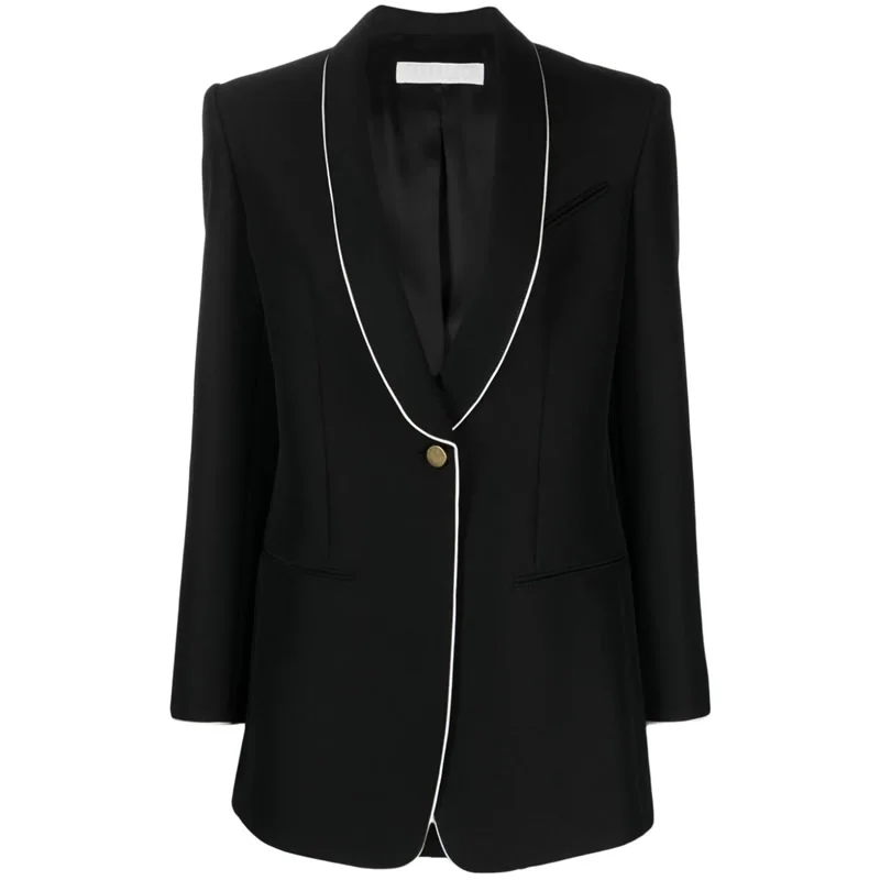 

Fashion Turn-Down Collar Slim OL Blazer Colorblock Women Black Jacket