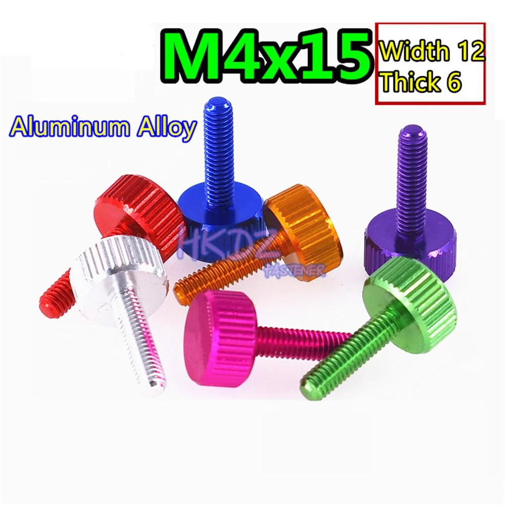 M4x15 Flat Head Knurled Thumb Screws Color Aluminum Alloy Hand Grip Knob Bolts Antioxidant Preservative DIY Modification