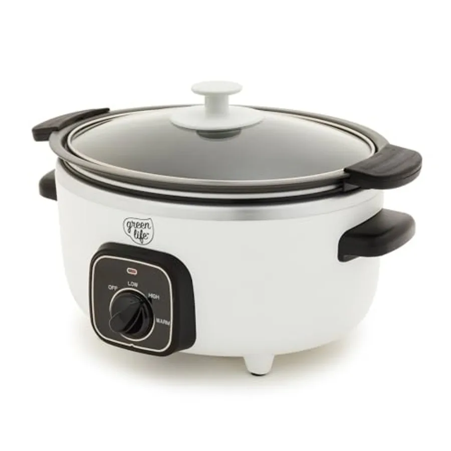 

3.5QT Slow Cooker, PFAS-Free Non-Toxic Ceramic Nonstick Removable Interior Bowl, Programmable, Keep Warm, Stovetop and Oven Saf