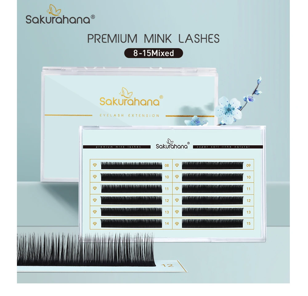SAKURAHANA Klassische individuelle Wimpernverlängerungen, mattschwarze Volumen-Kaschmir-Wimpern, weiche, natürliche Nerz-Premium-Volumen-Wimpern – Detail 10