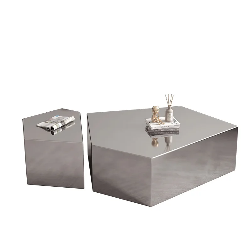 

Geometric special-shaped creative light luxury home living room modern simple Italian stainless steel designer new coffee table