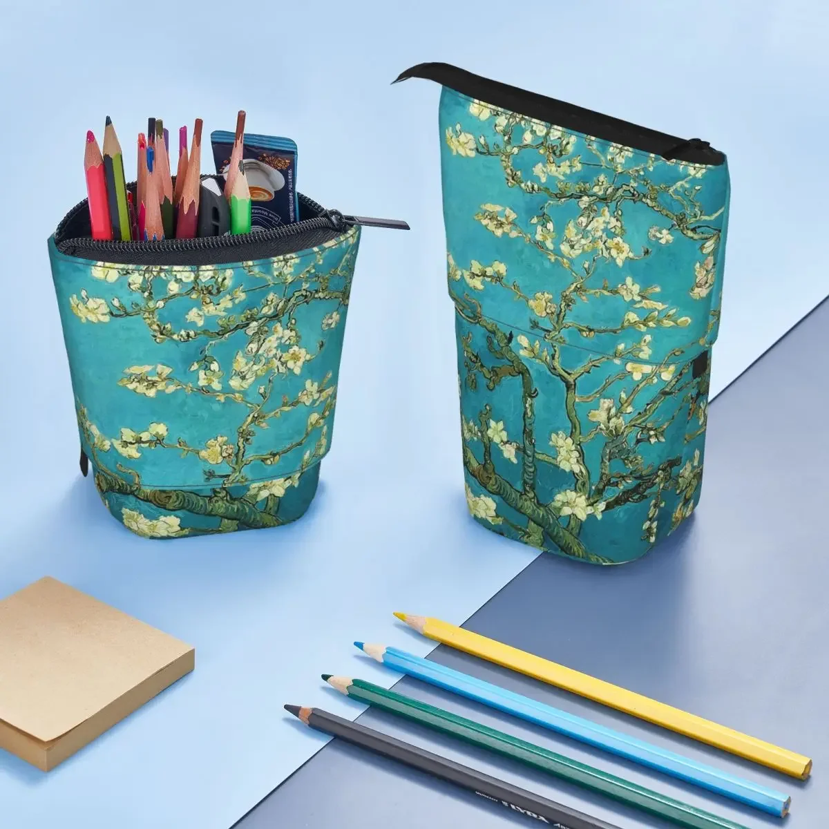 Vincent Van Gogh Blossoming Almond Tree Wendbares Federmäppchen für Kinder, Geschenke, Stiftbox, Bleistiftbeutel, Schreibwaren