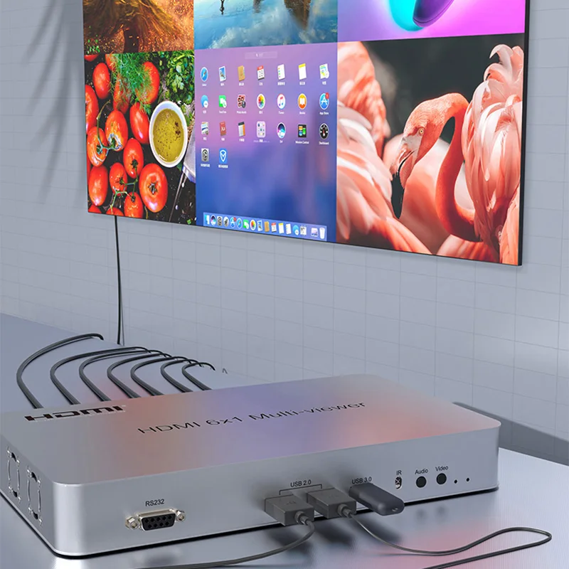 

Мультивар HDMI 4K, 60 Гц, 1080P, 6x1, 4x1, четырехъядерный мультивевный экран, делитель изображений, бесшовный переключатель, зум-вход 180 ° Поворот PIP POP