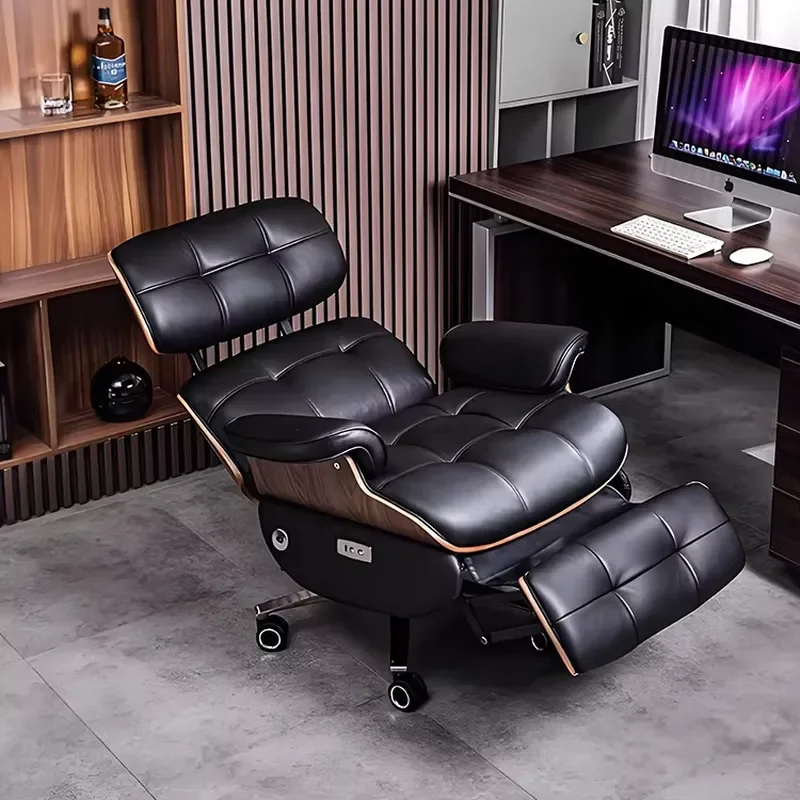 Ergonomic high-back office chair, leather executive swivel chair with waist support