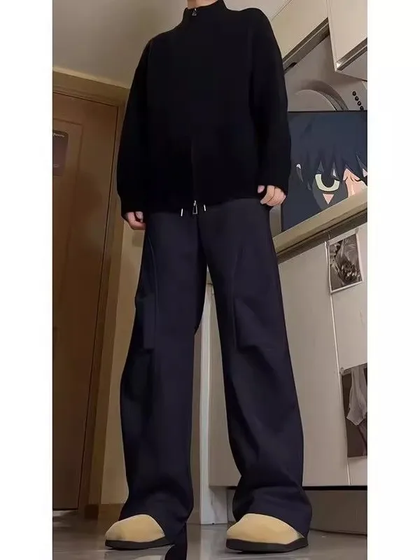 

plus Size Men's Casual Pants Flared Trousers Thiened Fce Warm Loose Straight Leg Autumn Winter Faion Casual Wide Leg P...