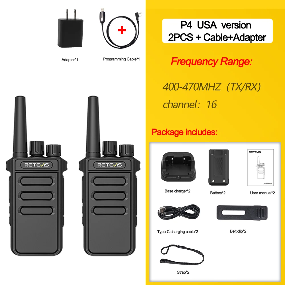 Retevis P4 P64 walkie talkie UHF DMR portofoon Noodcommunicatie Type-C radio voor camping Hamradio Digitaal draagbaar