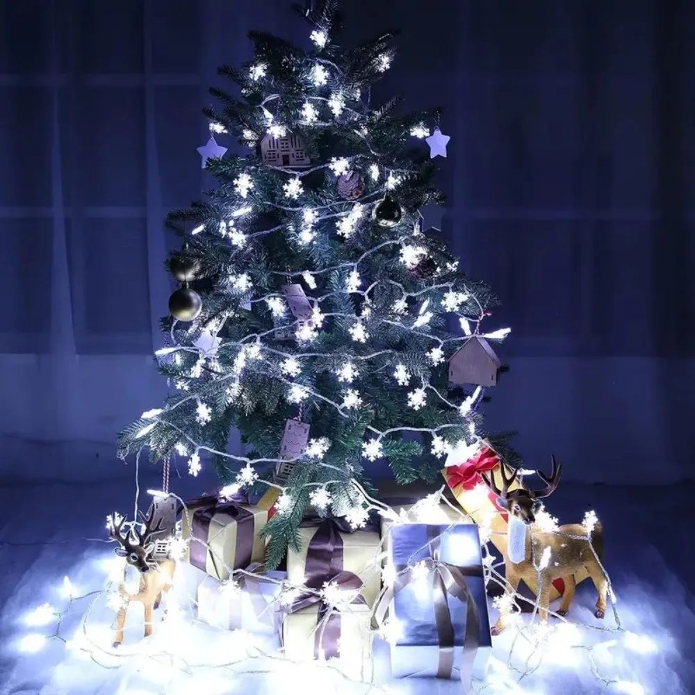 1PC 1.5M/3M/6M Christmas Snowflake Battery Box Atmosphere Decoration Light String,Excluding Battery,Used for Holiday Decoration