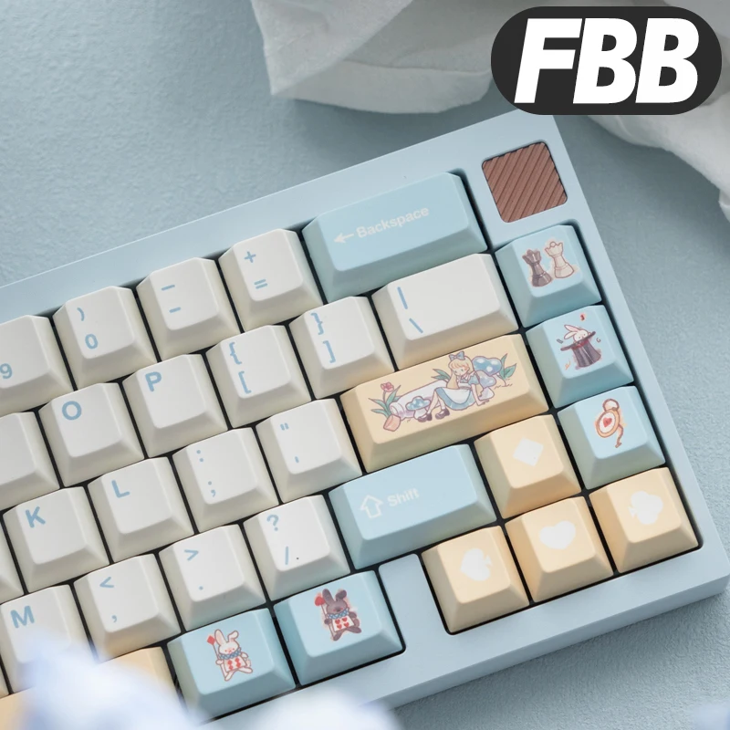 FBB keycaps Alice in Wonderland PBT Sublimation Custom Mechanical Keyboard Key caps cute 1.7mm Thick DIY Gift For Grils Woman