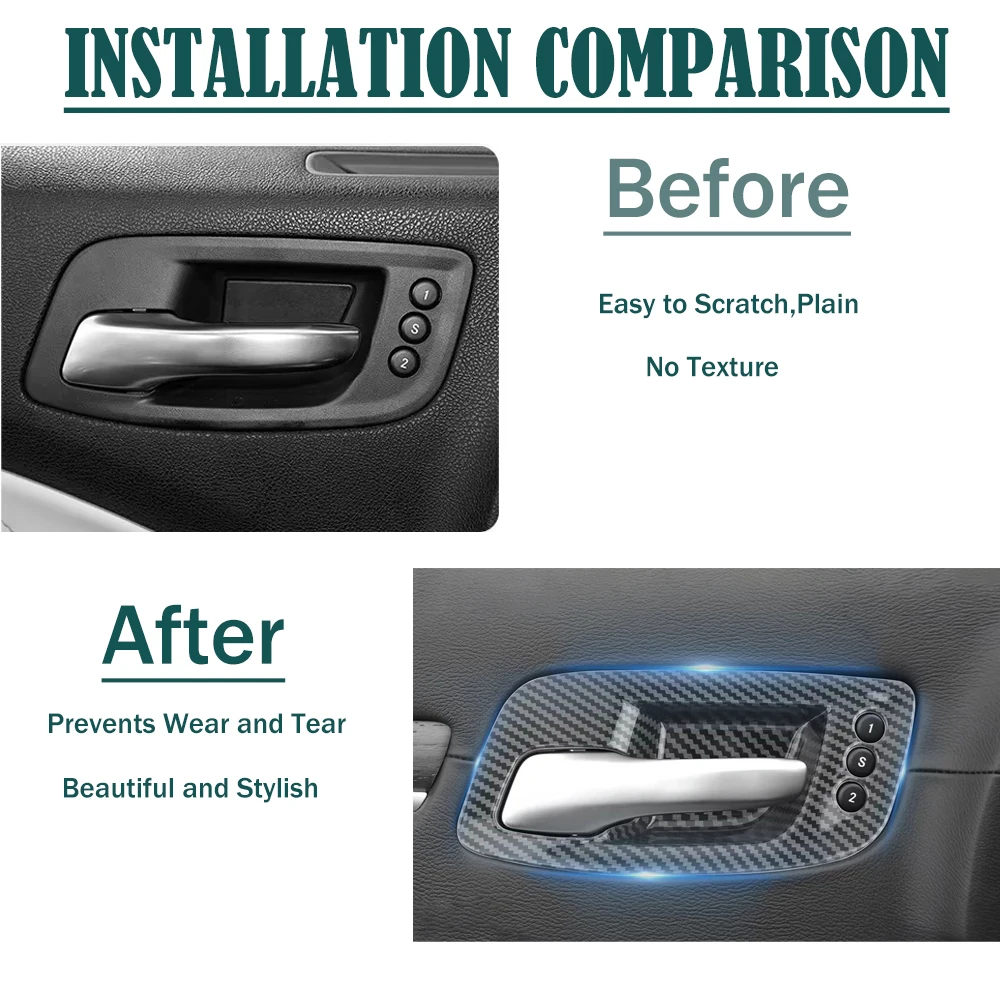 5 Stück für Dodge Charger 2011-2021 Auto-Innentürgriff-Schalenabdeckung Kratzschutz-Dekorrahmen für Dodge Chrysler 300 2015-2021 – Detail 2