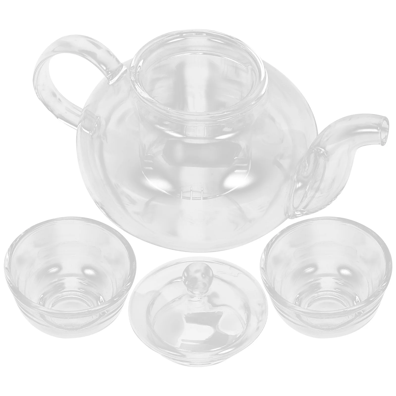 

1Set Transparent Glass Tea Kettle Heat-Resistant Classic Tea Set Teaware with Cups Multi-Use Teapot for Home Office