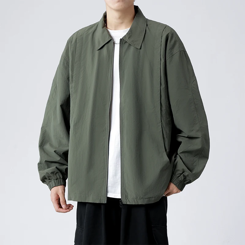 

Japanese Korean Minimalist Style Casual Mens Jaet Spring Autumn New Sle Spor Collared Top Versatile Faionable Youth Faion Unisex