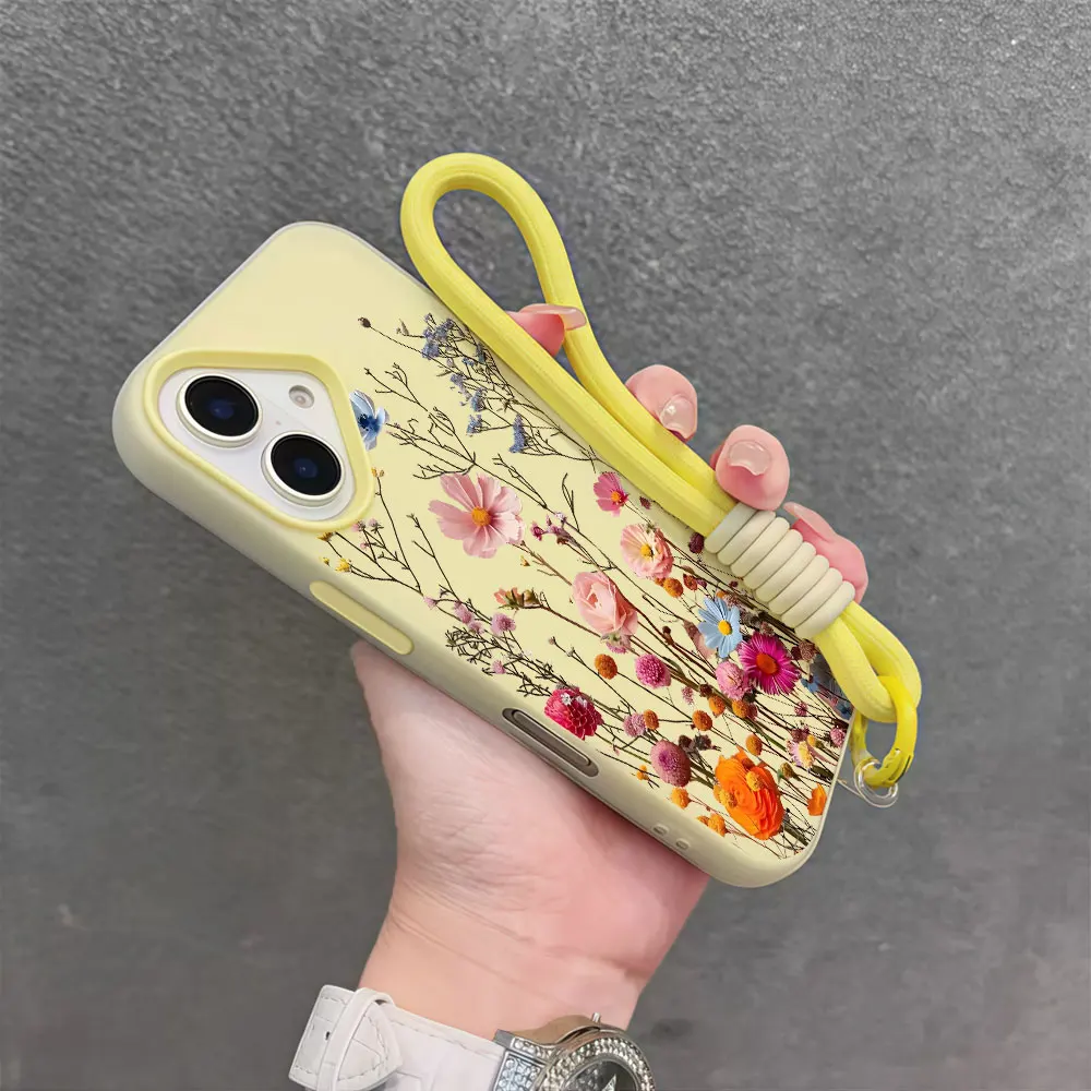 Lanyard Colorful Floral Phone Case For Samsung Galaxy S26 S25 S21 S24 S23 Ultra Plus A56 A37 A36 A54 Wrist Strap Lanyard Cover view 2