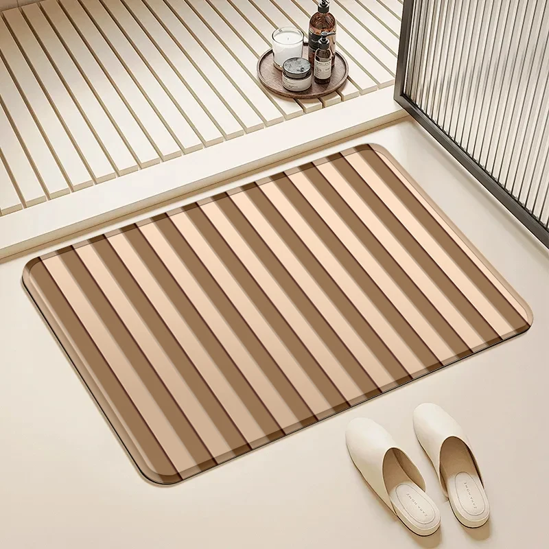 

Gold Striped Flannel Doormat Non-Slip Absorbent Soft Floor Mat for Entryway Bathroom Kitchen Home Decor Durable