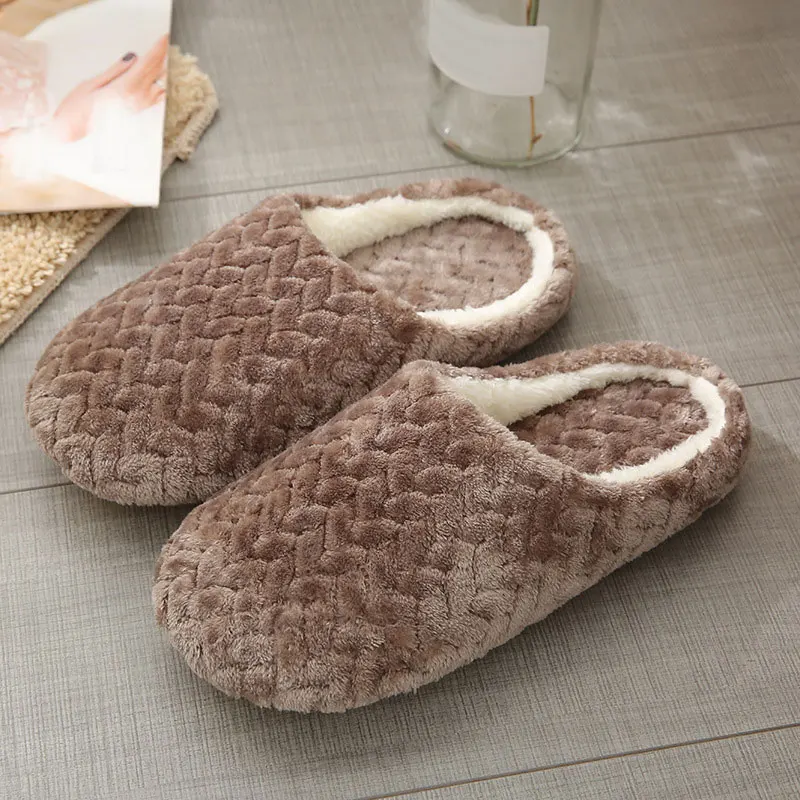 Women Indoor Slippers Thicken Warm Plush Home Shoes Autumn winter Shoes House Flat Floor Slipper Soft Silent Slides for Bedroom