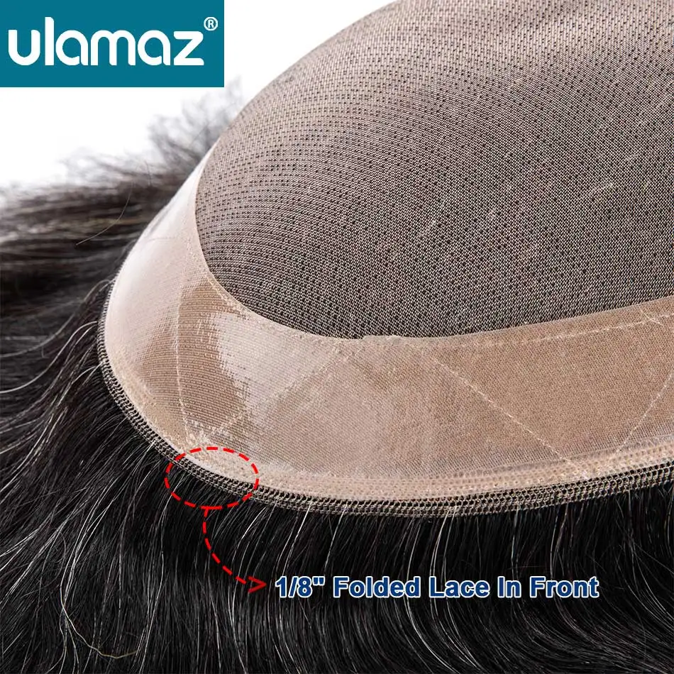 Long Lifespan Mono Wig Man Double Knots Toupee Men's Wig Human Hair 6 Inches Hair System For Men Capillary Male Hair Prosthesis