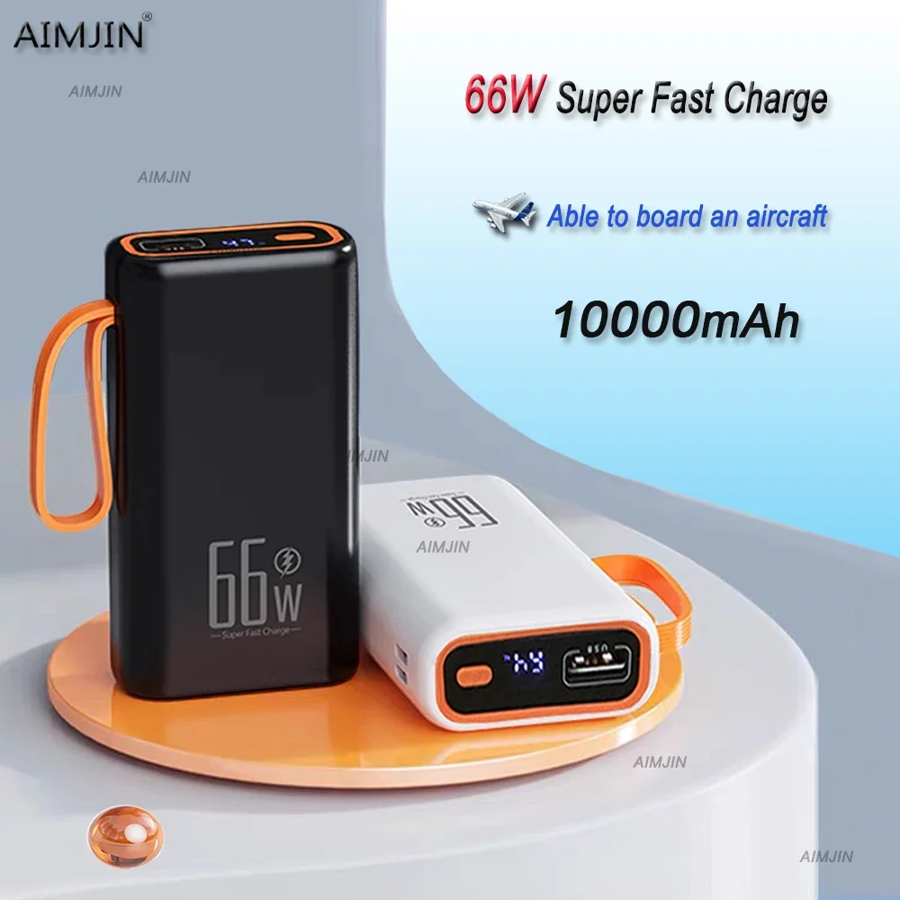 66W Super Fast Charging 10000mAh Pocket Power Bank Portable Mobile Power Supply Suitable for Apple Xiaomi PD