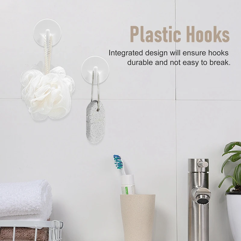 

12 Pcs Plastic Hooks Self Adhesive, Sticky Hooks Removable Wall Hooks,Stick On Hooks For Hanging Coat Cloth Towel