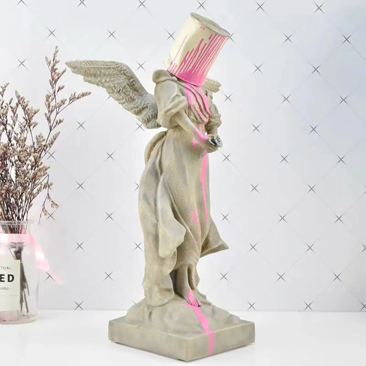 

Paint bucket angel sculpture home decoration trendy resin ornaments Banksy graffiti ins paint angel