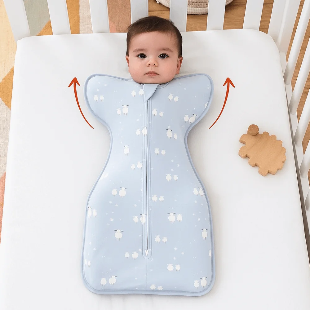 

Cotton Baby Sleeping Bags Soft Cartoon Newborn Swaddle Blanket Anti-startle Jump Surrender Style Raised Hand Blankets 0-9 Months
