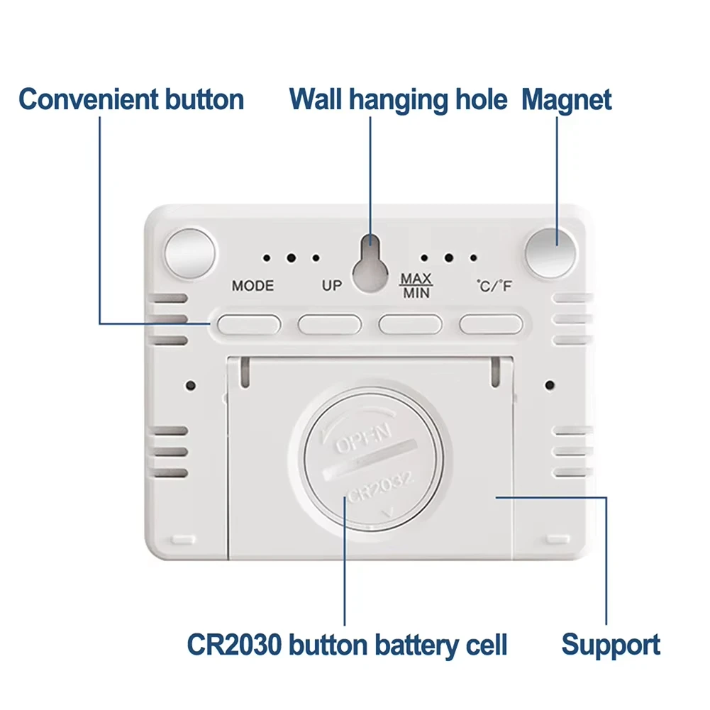 ساعة رقمية إلكترونية رفيعة قابلة للتركيب على الحائط، ساعة منبه صغيرة بشاشة LCD مغناطيسية، متعددة الوظائف، درجة الحرارة والرطوبة، ساعة إلكترونية