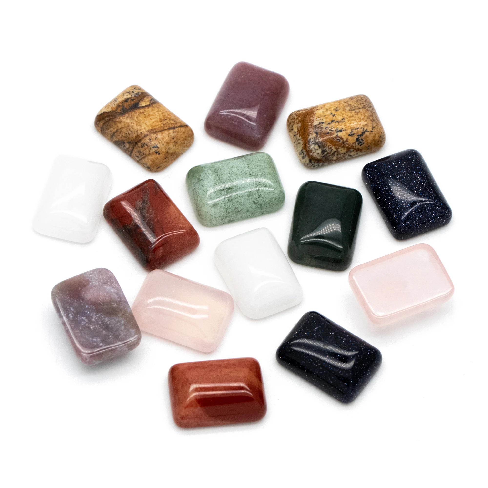 

10pcs Gemstone Cabochon for Jewelry Making, 10x14mm Rectangle Flatback Cabs Wholesale (TR-064)