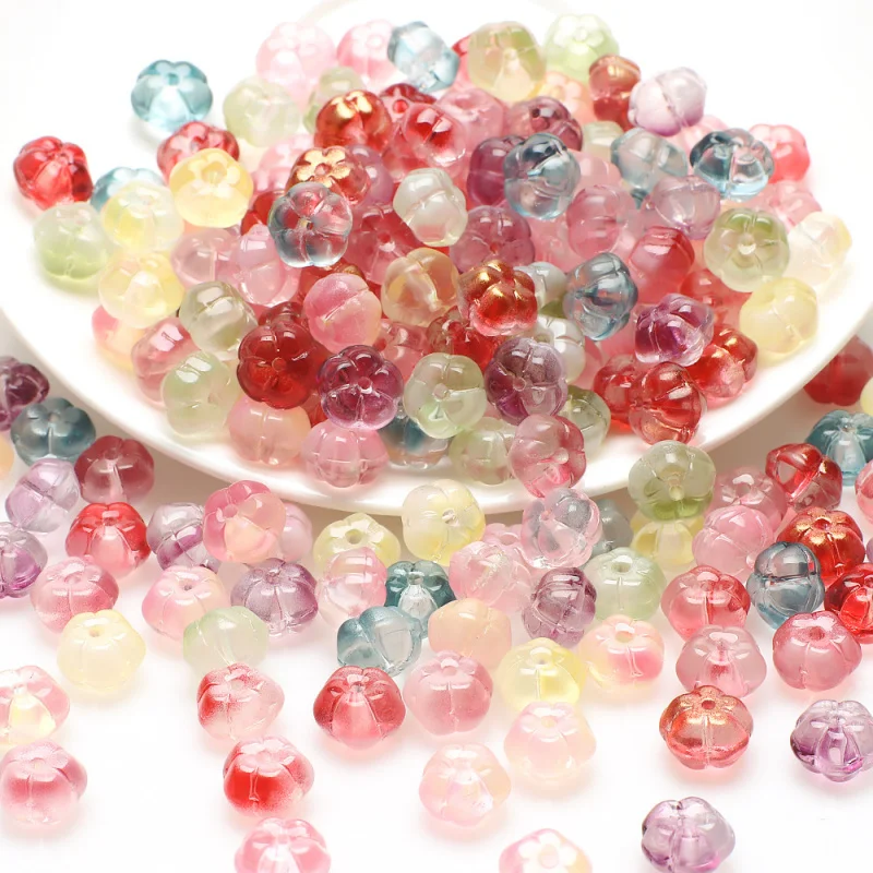 

15 шт./лот 10 мм стеклянные полые бусины в виде тыквы бусины хурмы DIY аксессуары для волос шпилька стеклянные бусины материал аксессуары