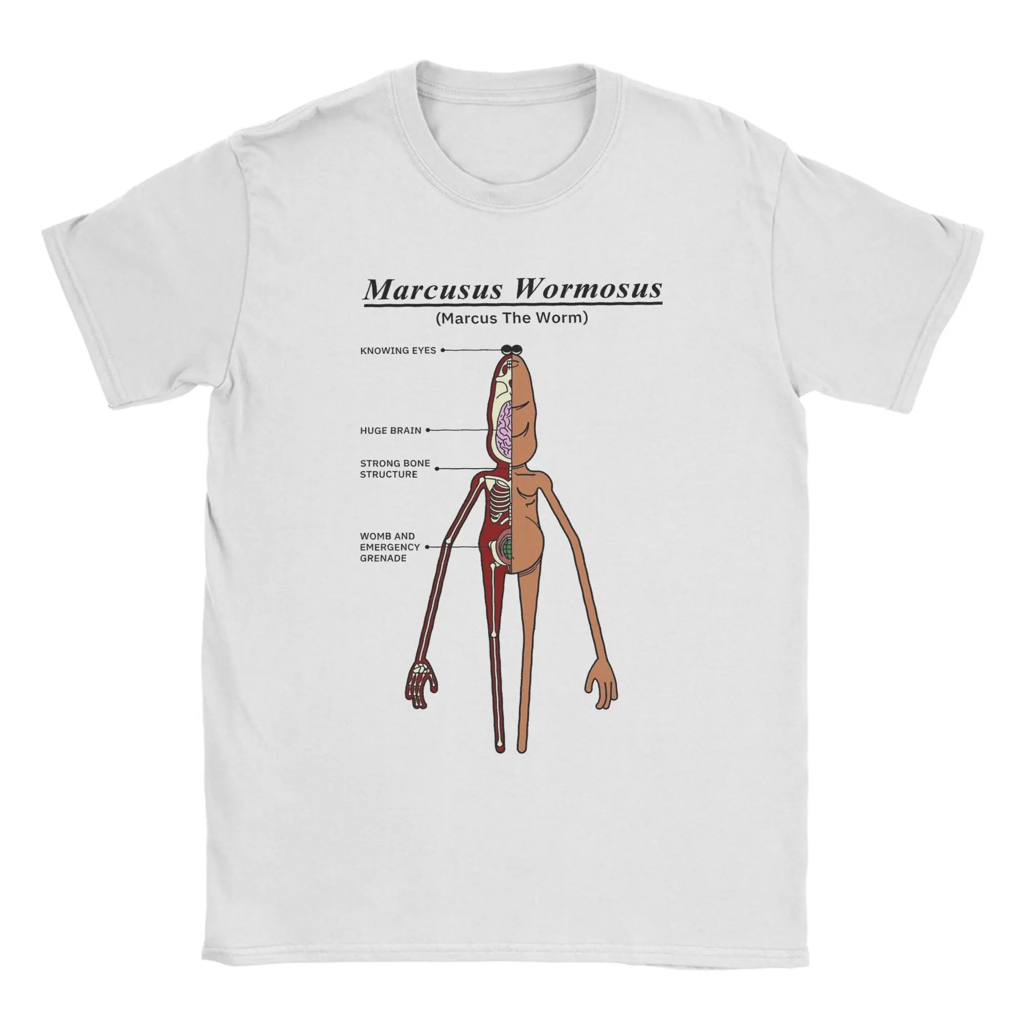 ماركوس تشريح الدودة مضحك ميمي الرجال تي شيرت مضحك تي شيرت قصير الأكمام Crewneck تي شيرت 100% القطن هدية فكرة الملابس