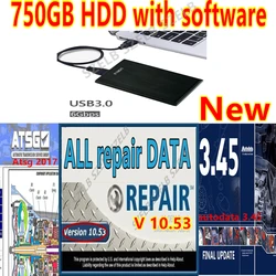 Newest all repair data 10.53 al.data software auto repair software autodata 3.45 atsg 2017 software in 750GB HDD install video